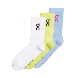 Calcetines On Cloud Logo 3-Pack Mujer Blue / White / Yellow | UY_ON8208