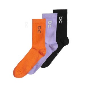 Calcetines On Cloud Logo 3-Pack Mujer Orange / Purple / Black | UY_ON8157