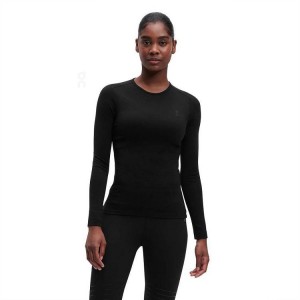 Camiseta On Cloud Merino Long-T Mujer Black | UY_ON8980