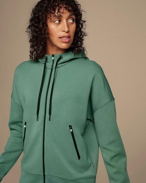 Sudadera On Cloud Zipped Mujer Green | UY_ON9004