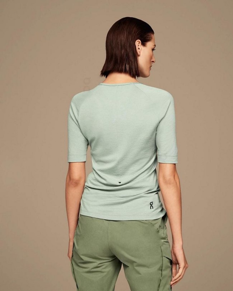 Camiseta On Cloud Merino-T Mujer Green | UY_ON8641