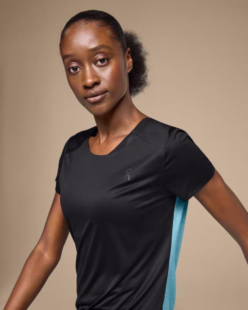 Camiseta On Cloud Performance-T Mujer Black / Blue | UY_ON8070