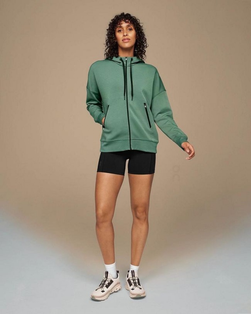 Sudadera On Cloud Zipped Mujer Green | UY_ON9004