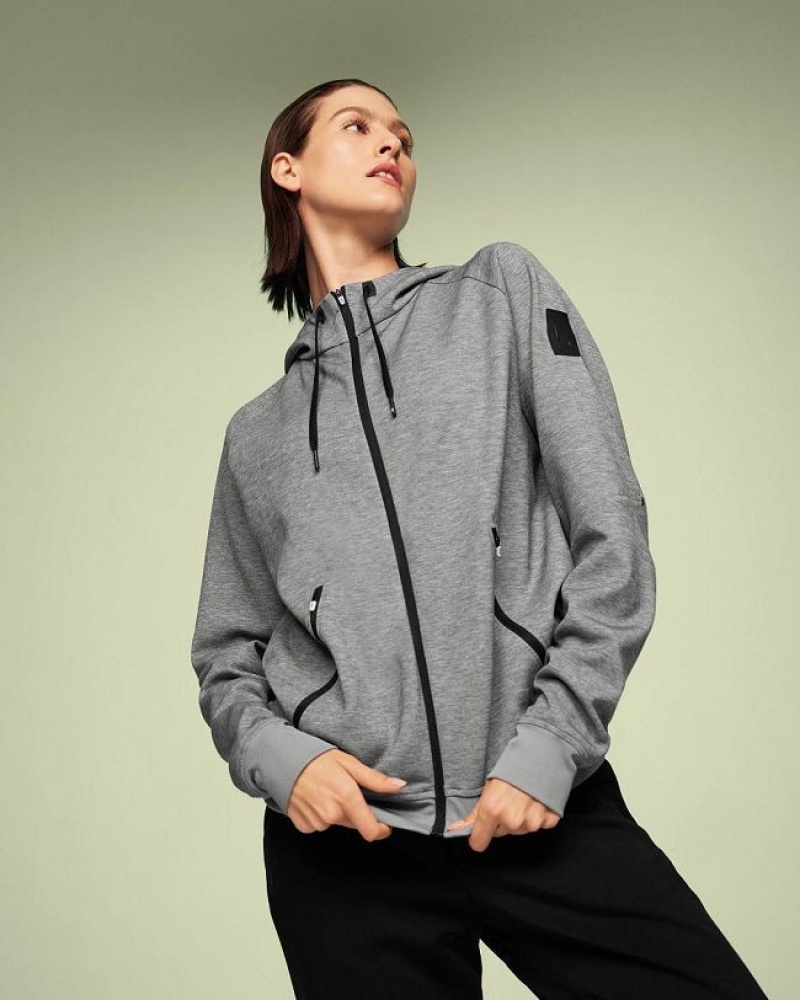 Sudadera On Cloud Zipped Mujer Grey | UY_ON9023