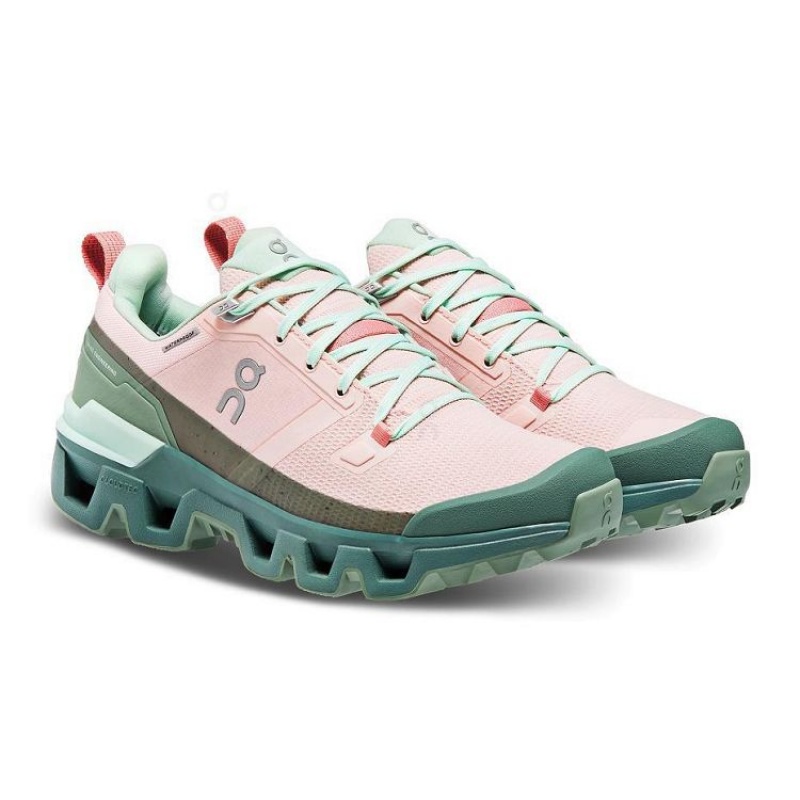 Zapatillas de Senderismo On Cloud Cloudwander Waterproof Mujer Pink / Green | UY_ON8612